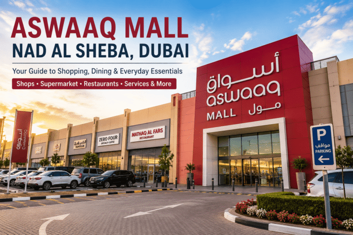 Aswaaq Mall Nad Al Sheba exterior entrance and shopping concourse in Dubai, KhaleejFusion