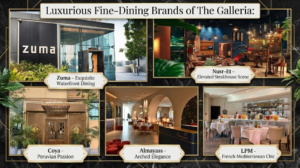 Fine dining restaurant entrances and dining halls at The Galleria Abu Dhabi, KhaleejFusion