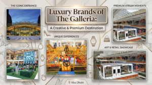 The Galleria Abu Dhabi entrance facade, shopping atrium, and indoor family entertainment areas, KhaleejFusion