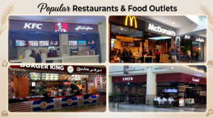 Collage of popular fast food and cafe outlets including KFC, McDonald's, Burger King, and Costa Coffee, KhaleejFusion