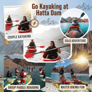 Kayaking, paddle boarding, and water biking at Hatta Dam, KhaleejFusion