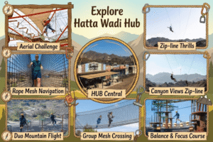 Hatta Wadi Hub zip-line, rope bridge, and obstacle adventure courses, KhaleejFusion