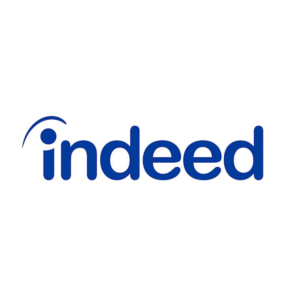 Indeed logo featuring the blue lowercase wordmark with a curved arc over the dotted letter "i", Khaleej Fusion
